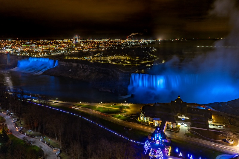 Colourful Winter Festival of Lights display in Niagara Falls